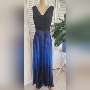 Betsy & Adam Black Top with An Ombre Royal Blue Pleated Skirt Sz.12